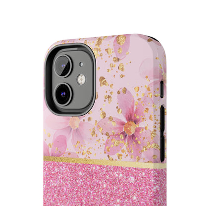 Pink Watercolor flowers and Polka Dot Design Phone Case- Lightweight, Impact Resistant Cover for iPhone 6, 6s, 12, 13, 14, 15