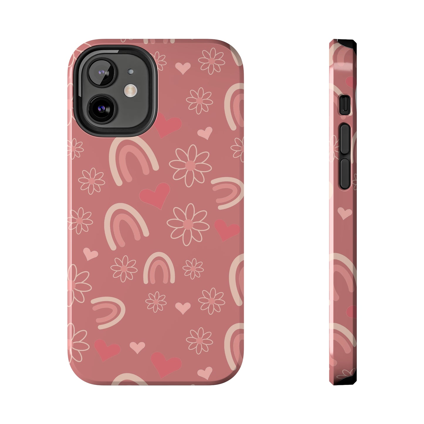 Daisy and Mauve Boho Rainbow print Design Tough Phone Case compatible with a large variety of iPhone models, Gift, Phone Case