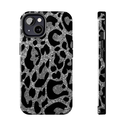 Silver and Black Leopard Design Phone Case- Lightweight, Impact Resistant Cover for iPhone 6, 6s, 12, 13, 14, 15