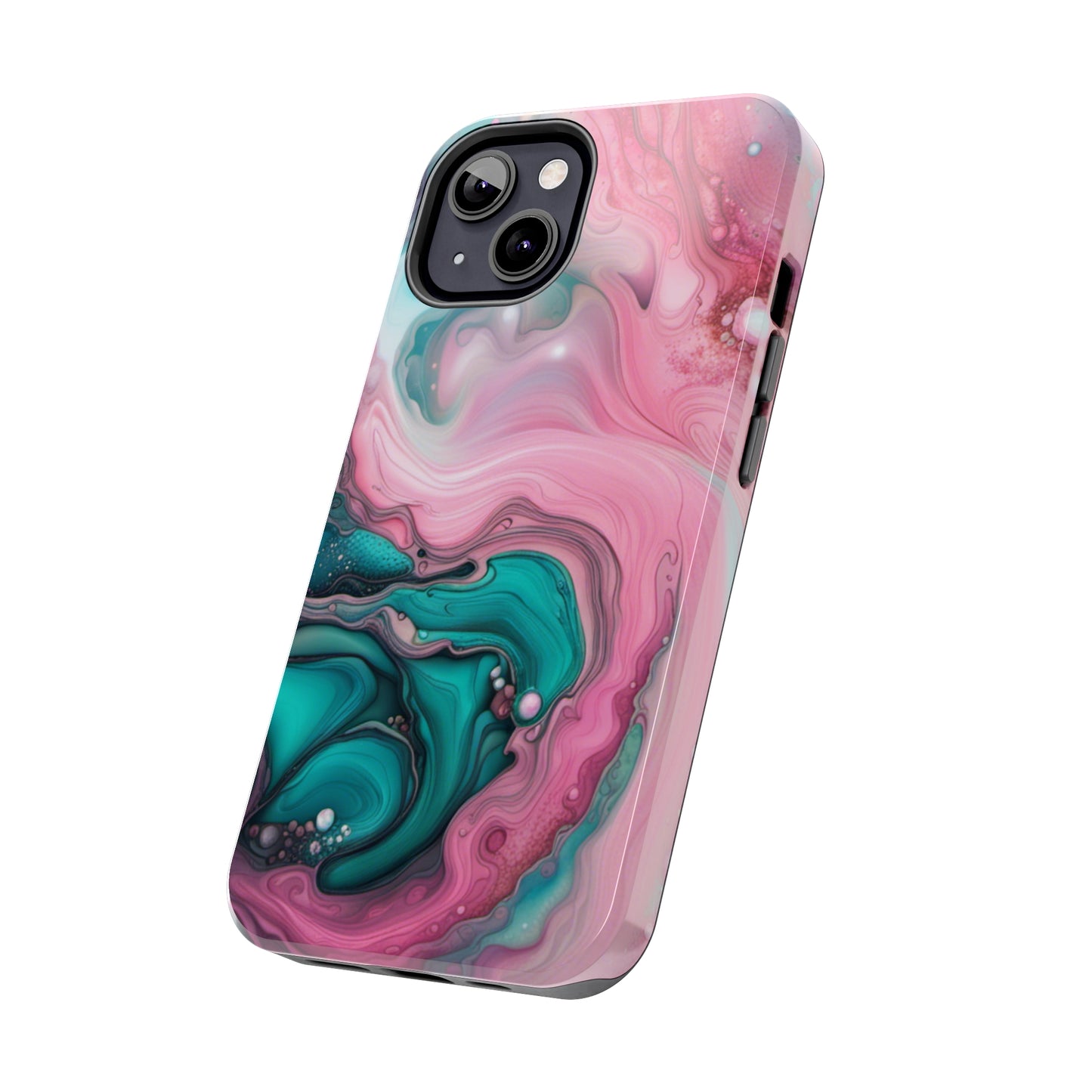 Pink and Teal Alcohol Ink Pattern Design Phone Case compatible with a large variety of iPhone models, Phone Case, Gift