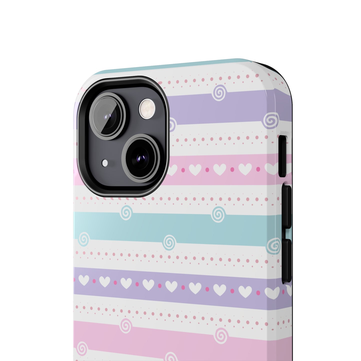 Pastel Stripes and Hearts print design Tough Phone Case compatible with a large variety of iphone models