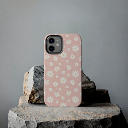 Cute Minimalist Flowers and Polka Dots Digital print Design Tough Phone Case compatible with a large variety of iPhone models, Gift, Phone Case