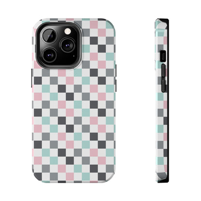 Multicolor Checkerboard print design Tough Phone Case compatible with a large variety of iphone models