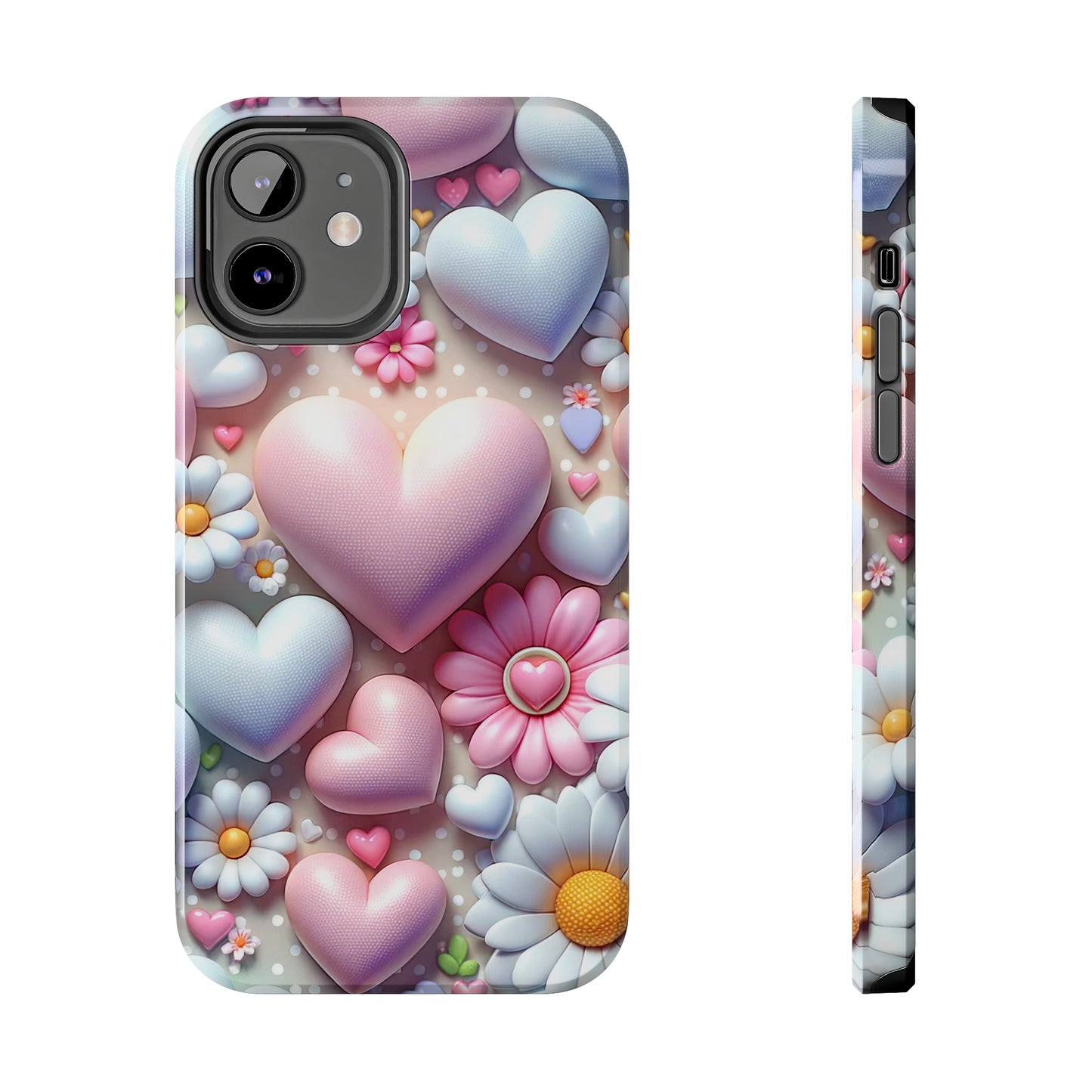 Pastel Heart and Flower Digital print Design Tough Phone Case compatible with a large variety of iPhone models, Gift, Phone Case