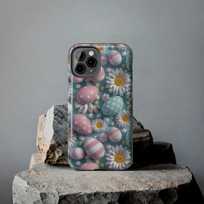 Easter Eggs and Daisies Digital print Design Tough Phone Case compatible with a large variety of iPhone models, Gift, Phone Case