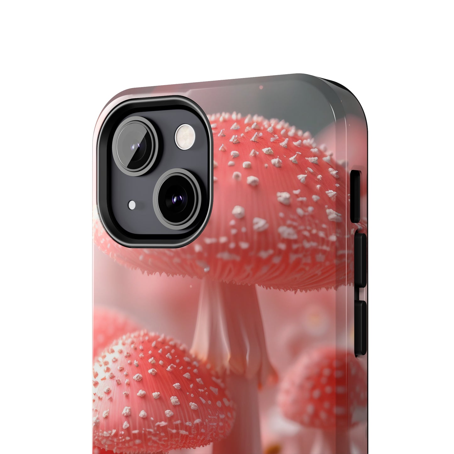 Whimsical Pink Mushrooms and Daisies Design Tough Phone Case compatible with a large variety of iPhone models, Gift, Phone Case