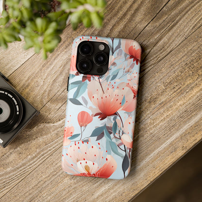 Red Flowers Digital print Design Tough Phone Case compatible with a large variety of iPhone models, Gift, Phone Case