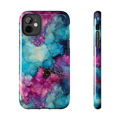 Blue and Purple Alcohol Ink Digital print Design Tough Phone Case compatible with a large variety of iPhone models, Gift, Phone Case