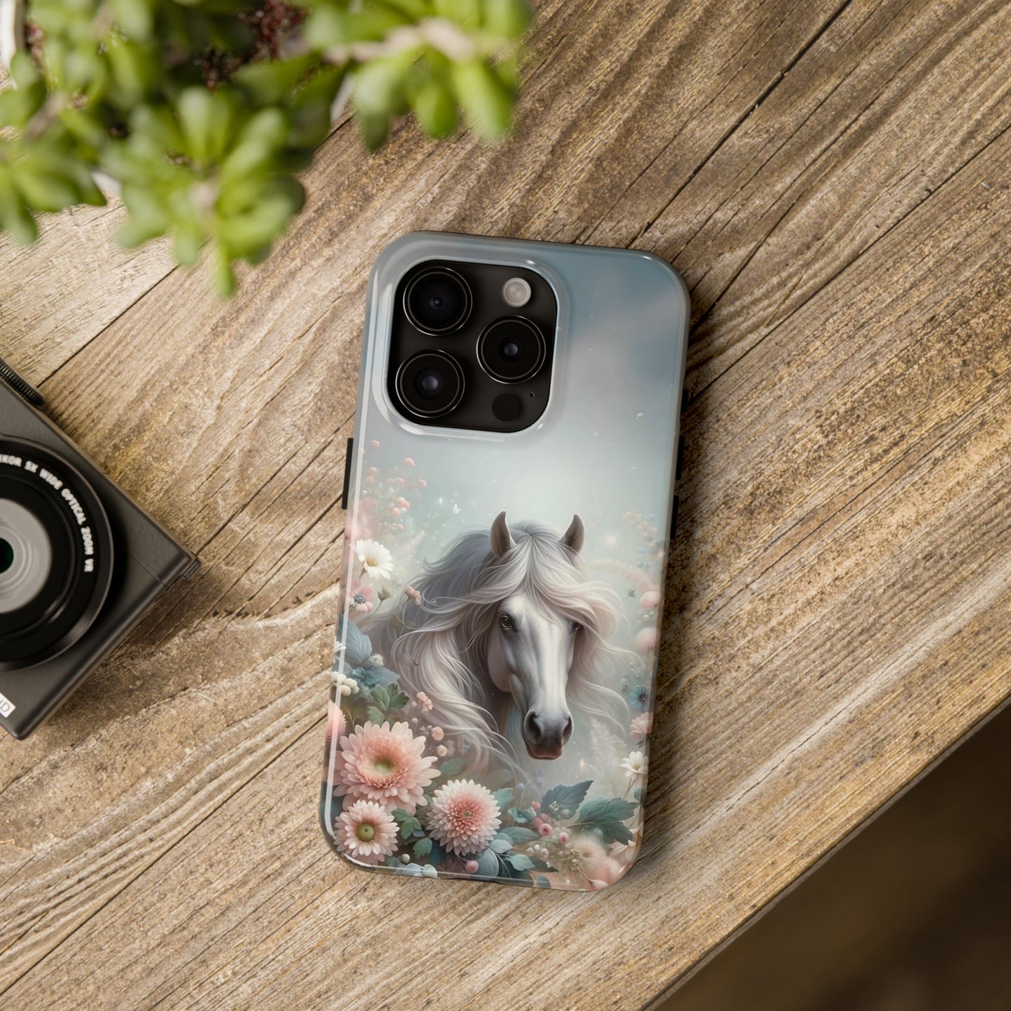 Beautiful Horse and Floral print Design Tough Phone Case compatible with a large variety of iPhone models, Gift, Phone Case