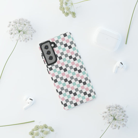 Multicolor Checkerboard print design Tough Phone Case compatible with a large variety of Samsung models