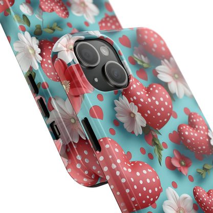 Polka Dot Hearts Digital print Design Tough Phone Case compatible with a large variety of iPhone models, Gift, Phone Case