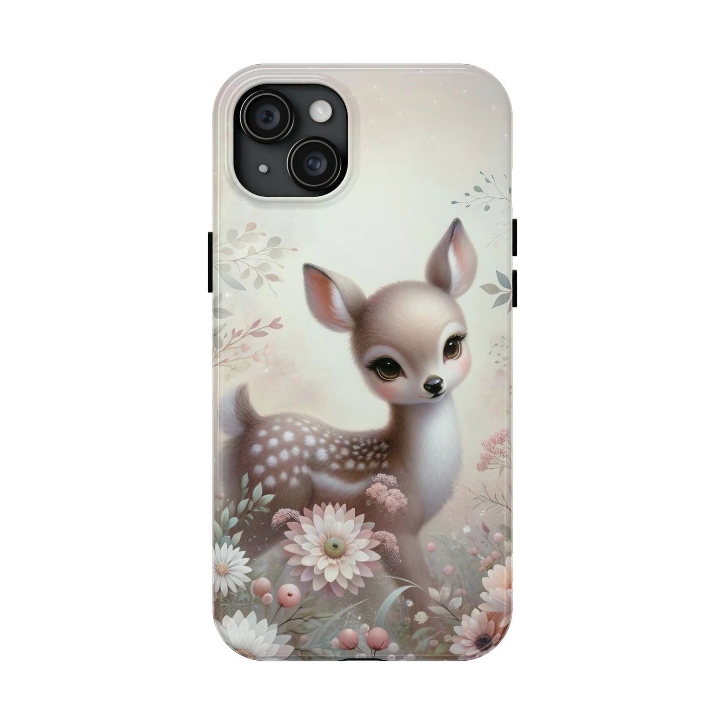 Cute Fawn and Floral print Design Tough Phone Case compatible with a large variety of iPhone models, Gift, Phone Case