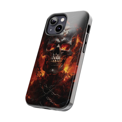 Gothic Skull iPhone Case, Dark Aesthetic Fiery Eyes, Unique Horror Style iPhone Accessory, Cool Tech Design for iPhone Models, Durable Phone Accessory Protective Cover for iPhone Models, Tough iPhone Case