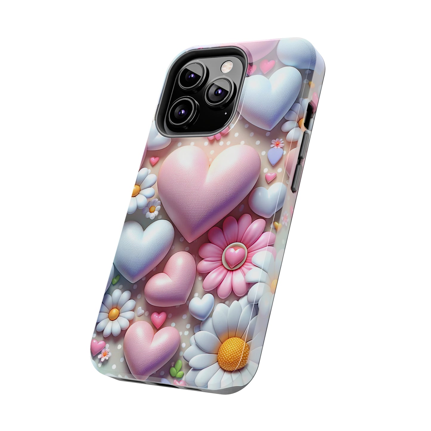 Pastel Heart and Flower Digital print Design Tough Phone Case compatible with a large variety of iPhone models, Gift, Phone Case