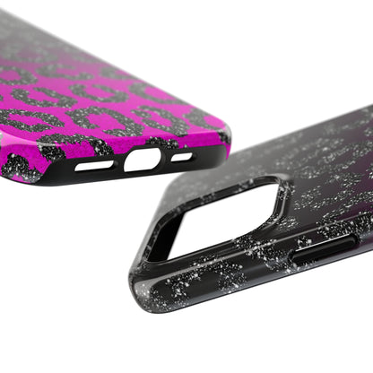 Pink and Black Ombre Leopard Design Phone Case- Lightweight, Impact Resistant Cover for iPhone 6, 6s, 12, 13, 14, 15