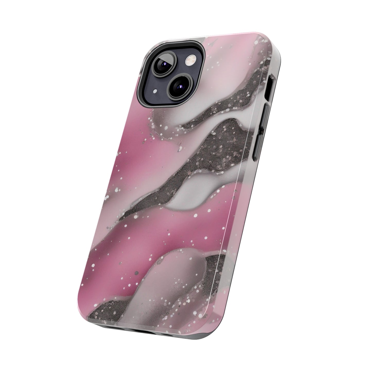 Waves of Pink and Black Pattern print design Tough Phone Case compatible with a large variety of phone models, Phone Case