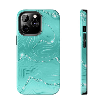 Marbled Turquoise Design Tough Phone Case compatible with a large variety of phone models, Gift, Phone Case