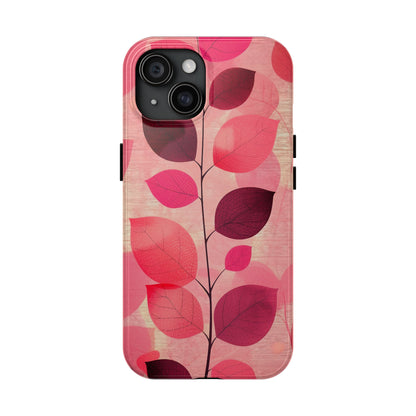 Girly Pink Abstract Leaf Design Tough Phone Case