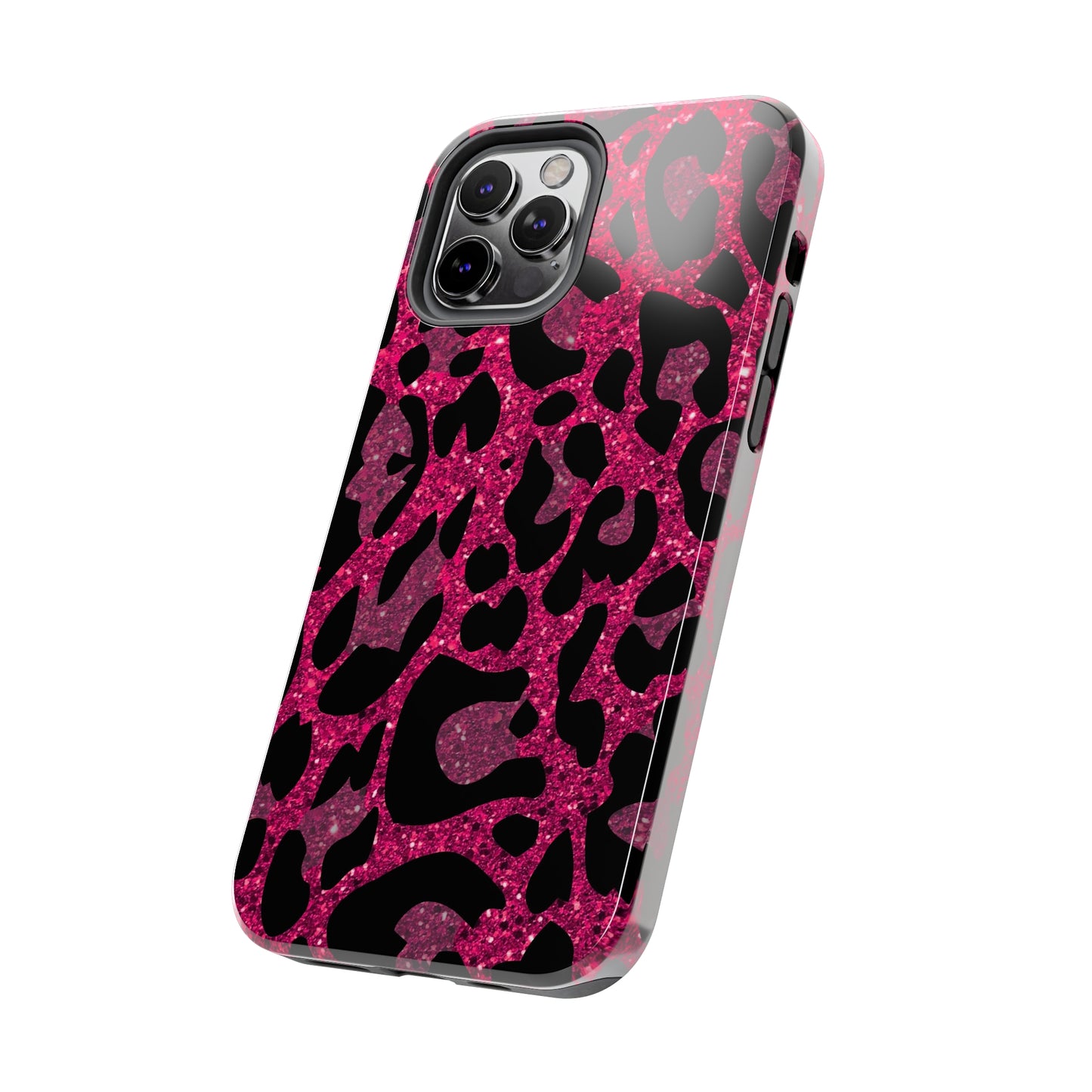 Pink and Black Leopard Design Phone Case- Lightweight, Impact Resistant Cover for iPhone 6, 6s, 12, 13, 14, 15