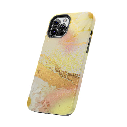 Yellow and Rose Gold Marble design Tough Phone Case compatible with a large variety of iPhone models, Gift, Phone