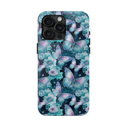 Blue and Purple Butterflies Digital print Design Tough Phone Case compatible with a large variety of iPhone models, Gift, Phone Case