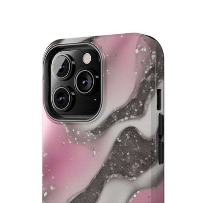 Waves of Pink and Black Pattern print design Tough Phone Case compatible with a large variety of phone models, Phone Case