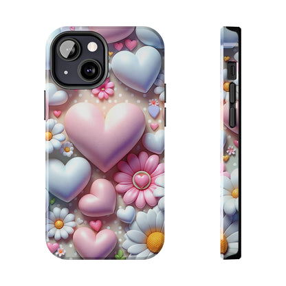 Pastel Heart and Flower Digital print Design Tough Phone Case compatible with a large variety of iPhone models, Gift, Phone Case