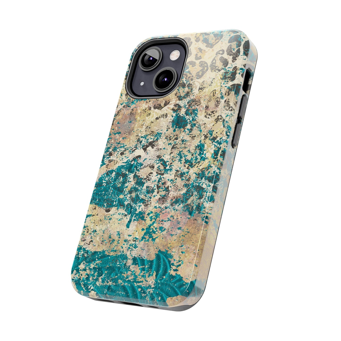 Western Turquoise and Cheetah Design Tough Phone Case compatible with a large variety of phone models, Gift, Phone Case