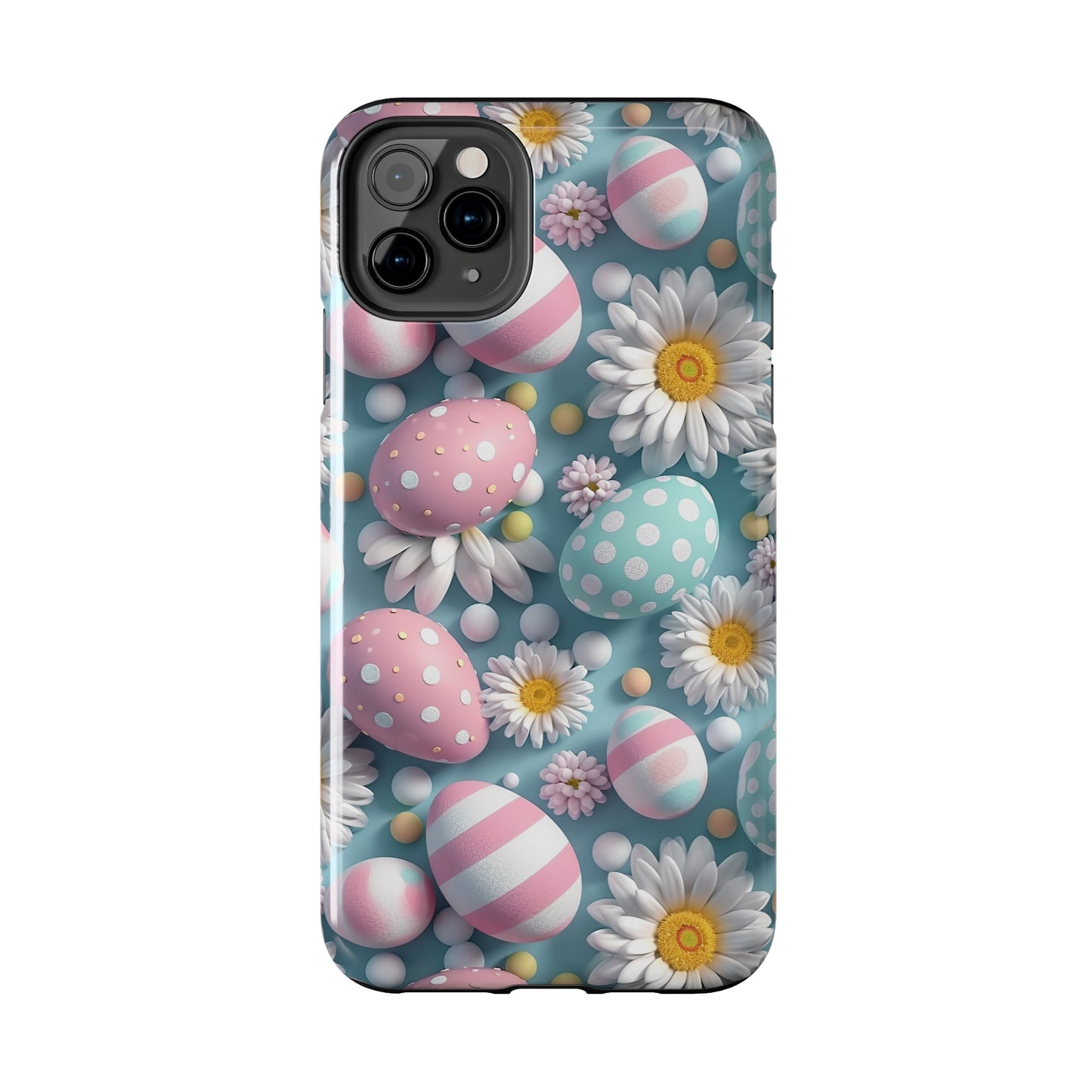 Easter Eggs and Daisies Digital print Design Tough Phone Case compatible with a large variety of iPhone models, Gift, Phone Case