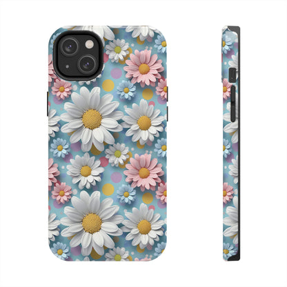 3D Spring Flowes and Polka Dots Digital print Design Tough Phone Case compatible with a large variety of iPhone models, Gift, Phone Case