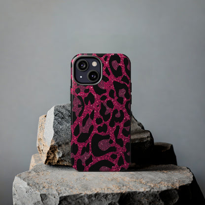 Pink and Black Leopard Design Phone Case- Lightweight, Impact Resistant Cover for iPhone 6, 6s, 12, 13, 14, 15