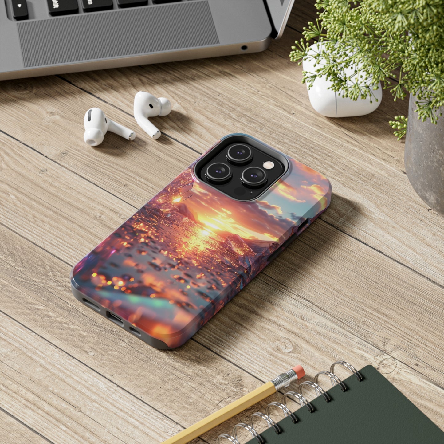 Abstract Sunrise Crystal Design Tough Phone Case