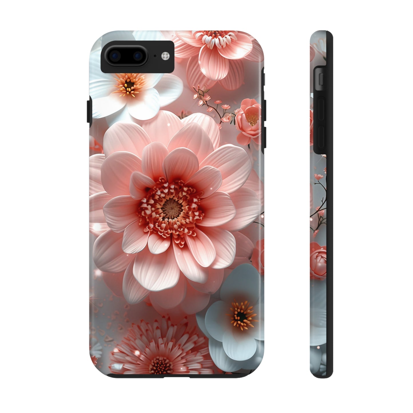 Beautiful 3D Pink & White Floral Design Tough Phone Case.