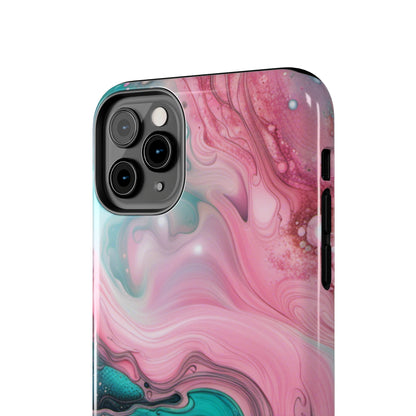 Pink and Teal Alcohol Ink Pattern Design Phone Case compatible with a large variety of iPhone models, Phone Case, Gift