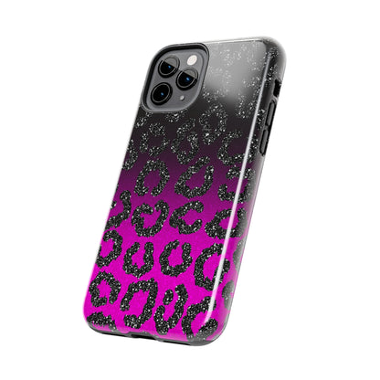 Pink and Black Ombre Leopard Design Phone Case- Lightweight, Impact Resistant Cover for iPhone 6, 6s, 12, 13, 14, 15