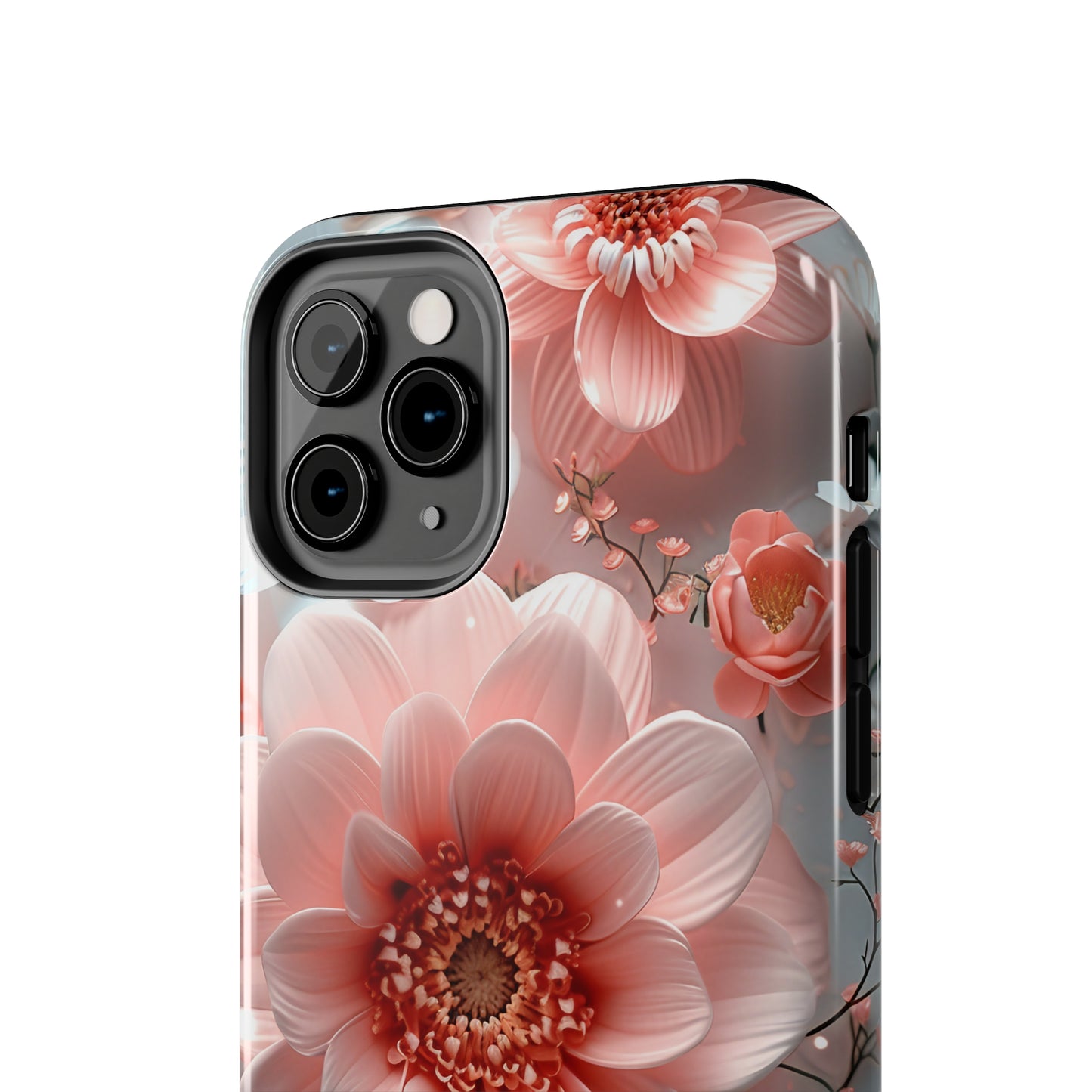 Beautiful 3D Pink & White Floral Design Tough Phone Case.