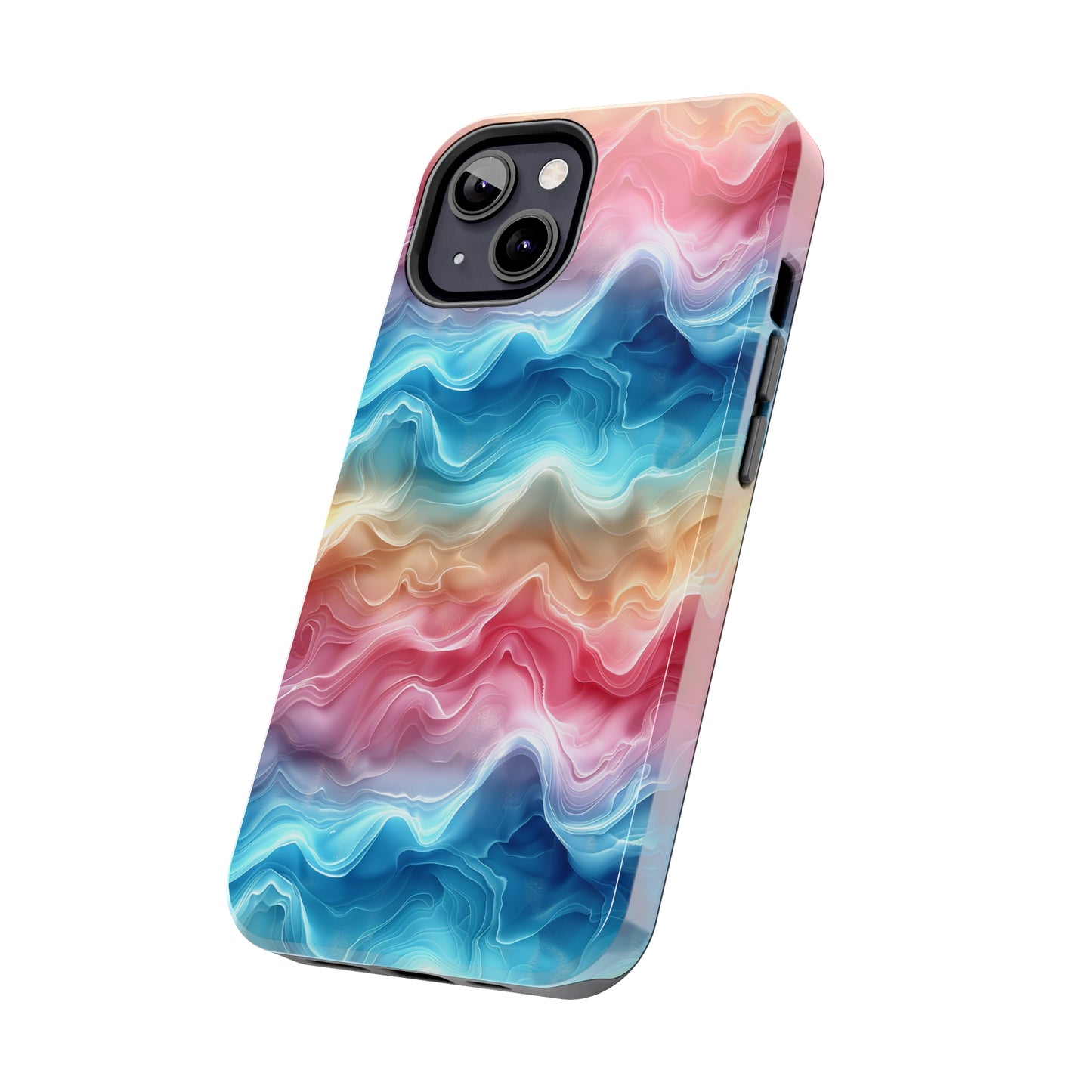 3D pastel waves pattern iPhone Case, Aesthetic Phone Cover, Artsy 3D Design, Protective Phone Cover compatible with a large variety of iPhone models, Phone Case, Gift