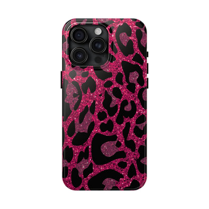 Pink and Black Leopard Design Phone Case- Lightweight, Impact Resistant Cover for iPhone 6, 6s, 12, 13, 14, 15