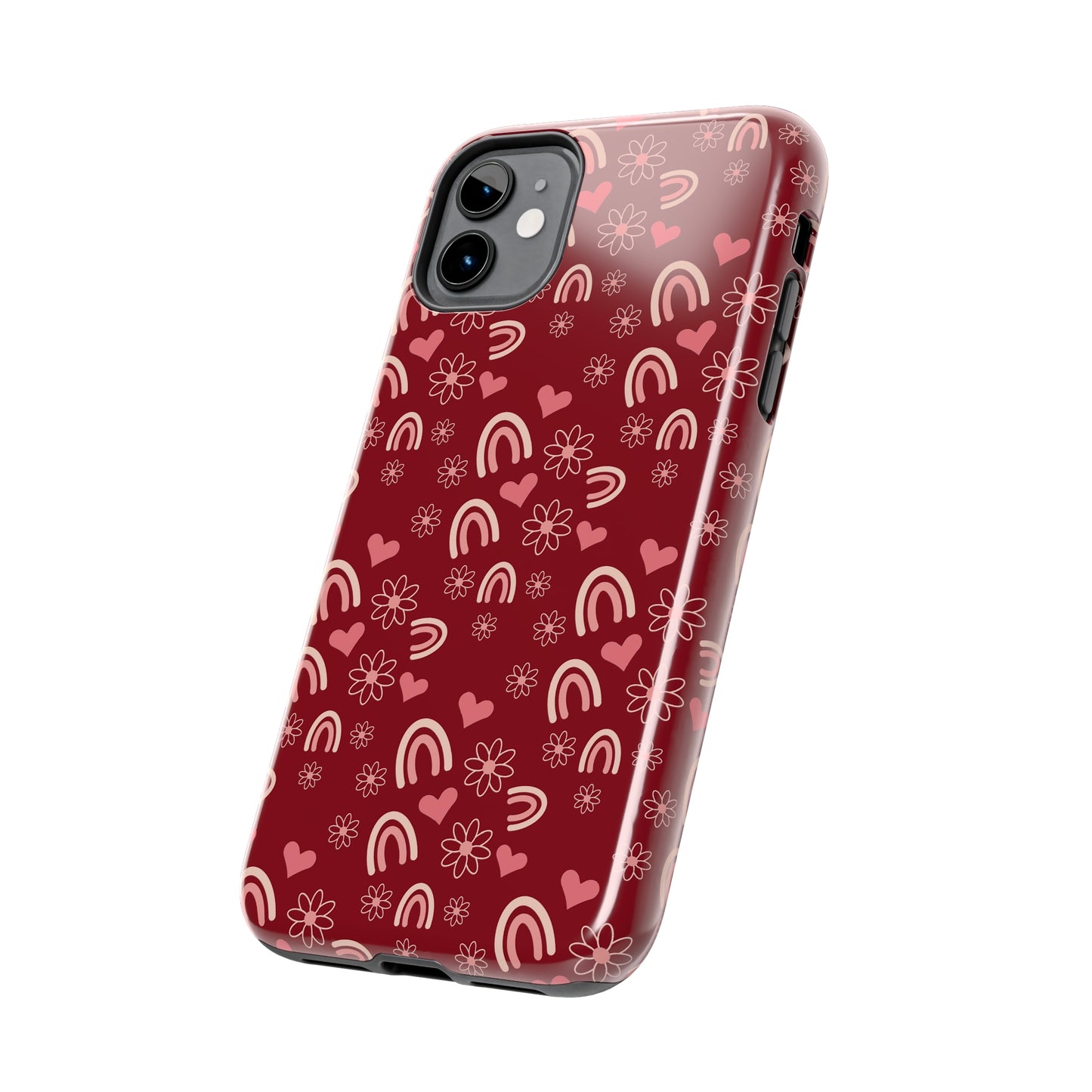 Red Boho2 Rainbow print Design Tough Phone Case compatible with a large variety of iPhone models, Gift, Phone Case