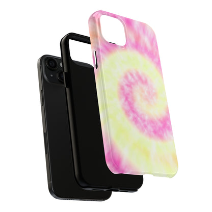 Pink and Yellow Tie Dye Design Phone Case- Lightweight, Impact Resistant Cover for iPhone 6, 6s, 12, 13, 14, 15