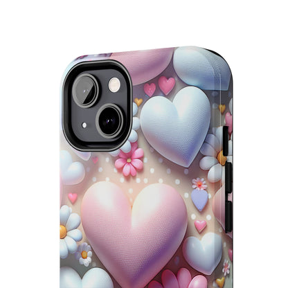 Pastel Heart and Flower Digital print Design Tough Phone Case compatible with a large variety of iPhone models, Gift, Phone Case