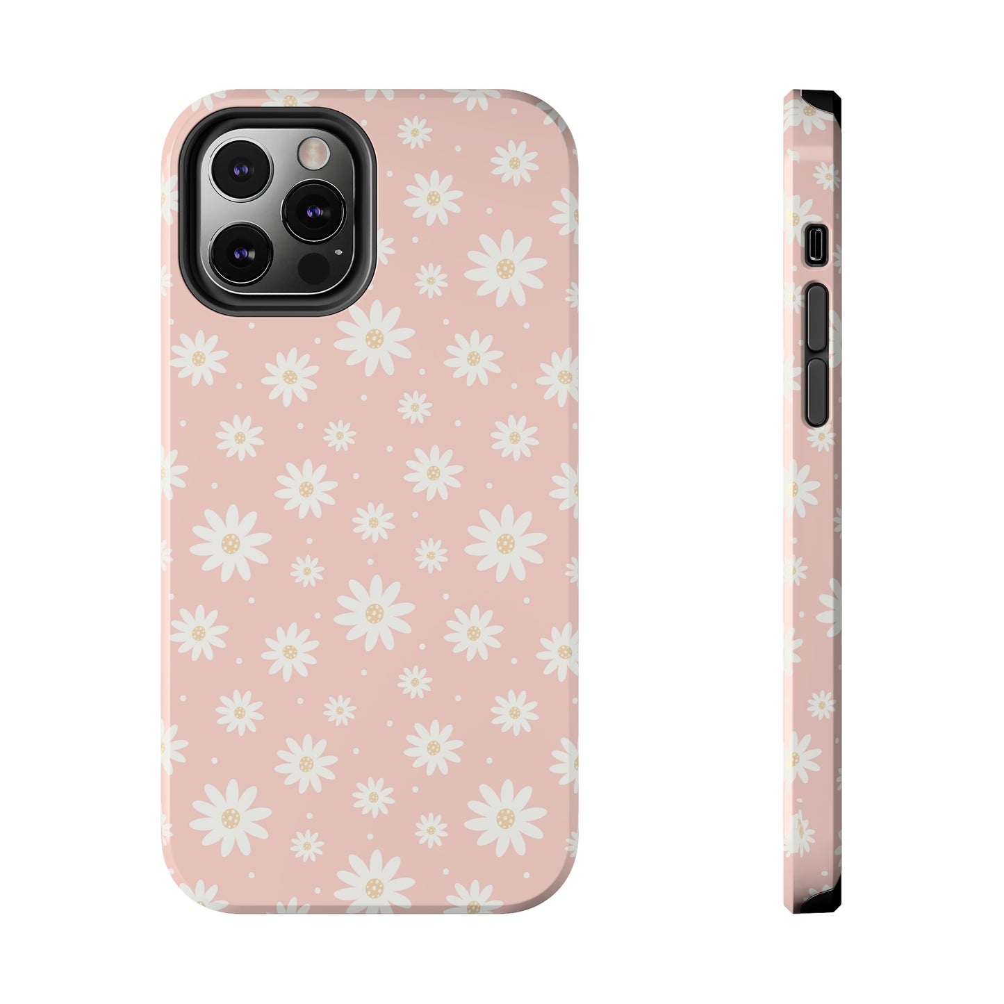 Cute Minimalist Flowers and Polka Dots Digital print Design Tough Phone Case compatible with a large variety of iPhone models, Gift, Phone Case