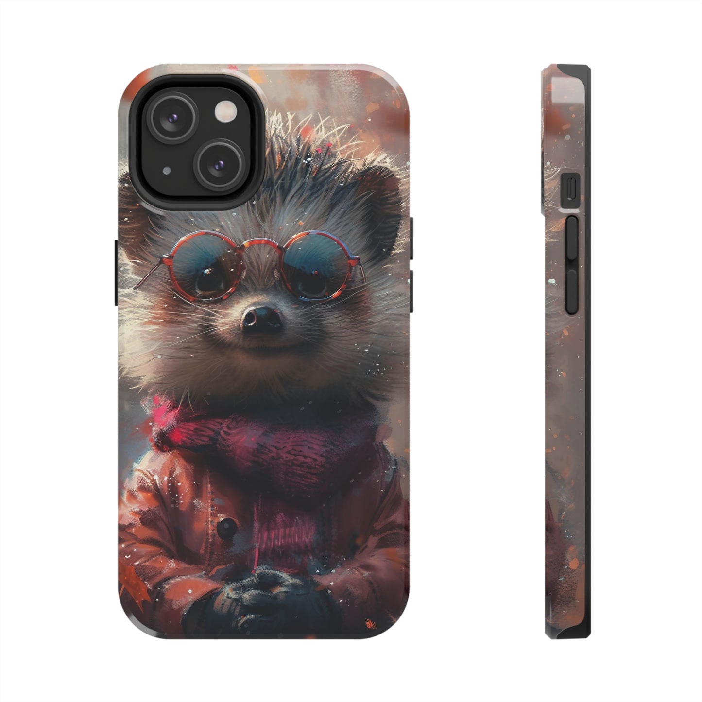 Hedgehog with Glasses and Scarf Design Phone Case- Lightweight, Impact Resistant Cover for iPhone 6, 6s, 12, 13, 14, 15