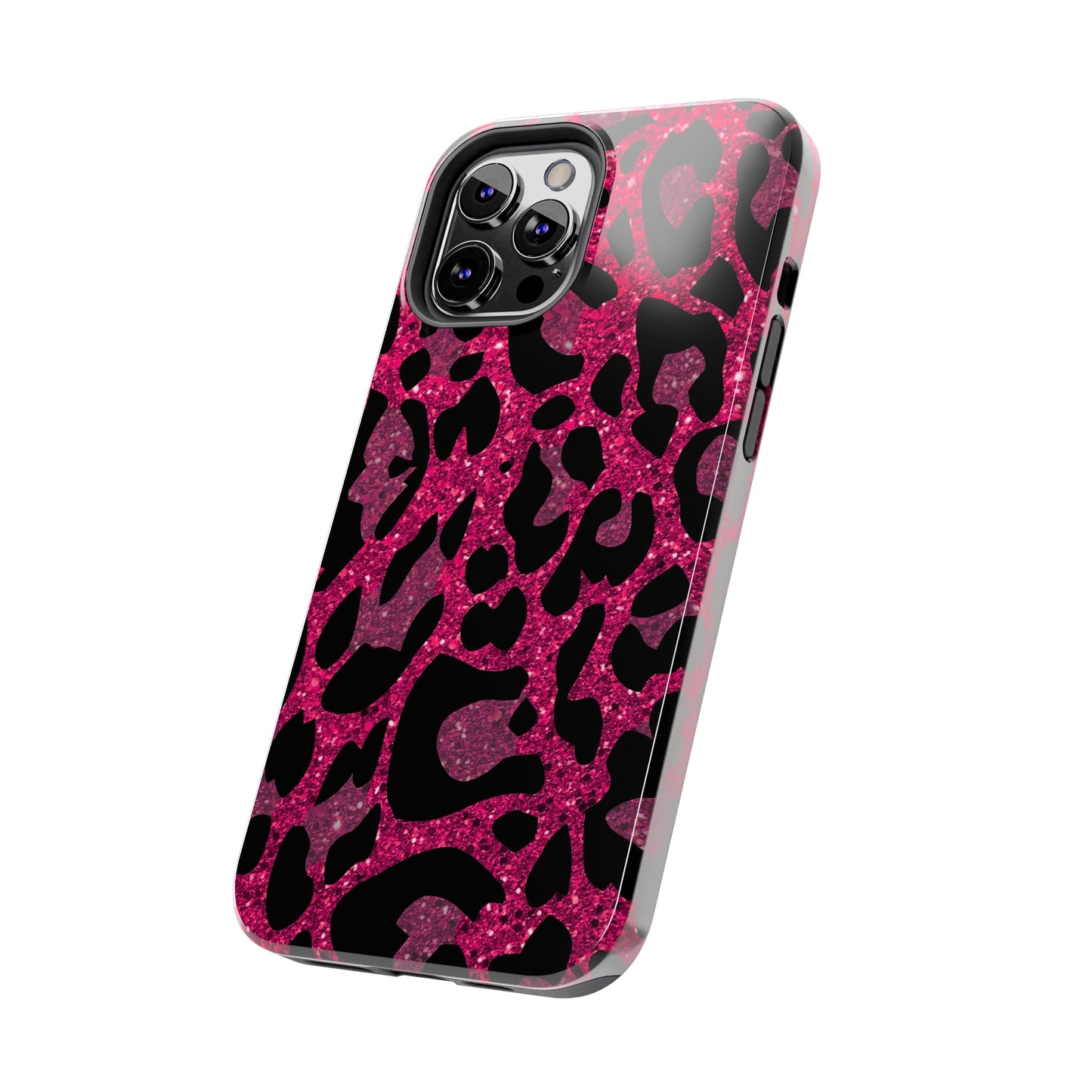 Pink and Black Leopard Design Phone Case- Lightweight, Impact Resistant Cover for iPhone 6, 6s, 12, 13, 14, 15