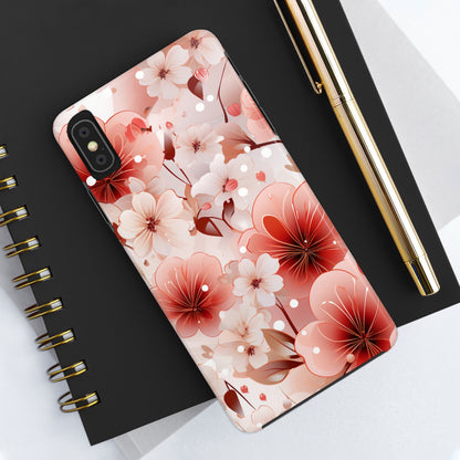 Pink Floral Pattern Design Tough Phone Case compatible with a large variety of iPhone models, Gift, Phone Case