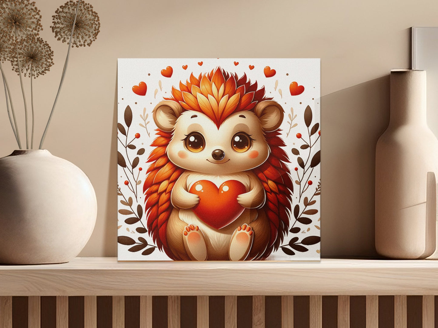 Cute Hedgehog Clipart, Hedgehog Holding Heart Digital Download, Valentine's Day PNG, Animal Illustration, Scrapbooking Graphic
