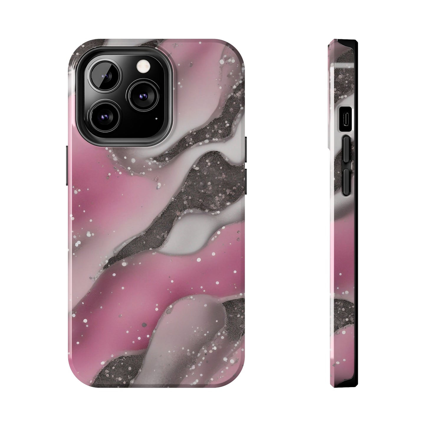 Waves of Pink and Black Pattern print design Tough Phone Case compatible with a large variety of phone models, Phone Case