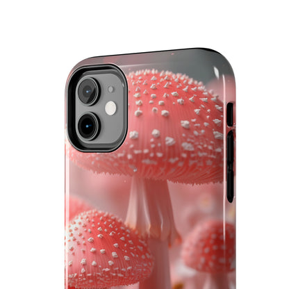 Whimsical Pink Mushrooms and Daisies Design Tough Phone Case compatible with a large variety of iPhone models, Gift, Phone Case