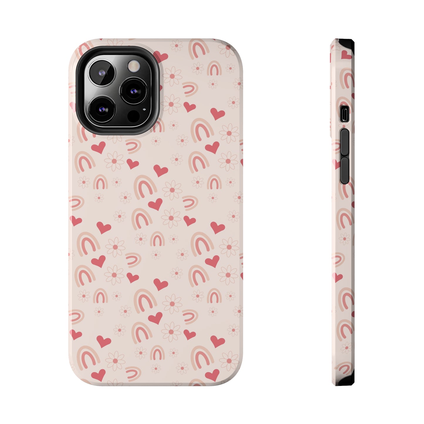 Pink Boho2 Rainbow print Design Tough Phone Case compatible with a large variety of iPhone models, Gift, Phone Case