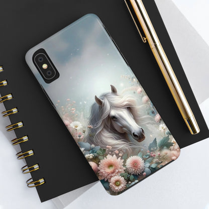 Beautiful Horse and Floral print Design Tough Phone Case compatible with a large variety of iPhone models, Gift, Phone Case